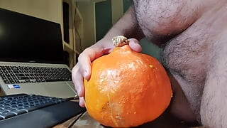 Fucking a pumpkin with my dick for dinner