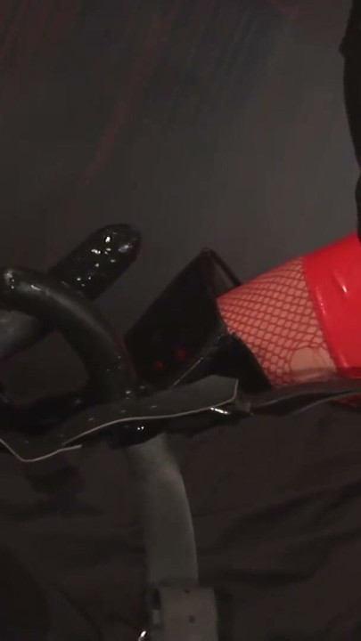 Man has a brunette mistress riding him in a dungeon | Clip 1