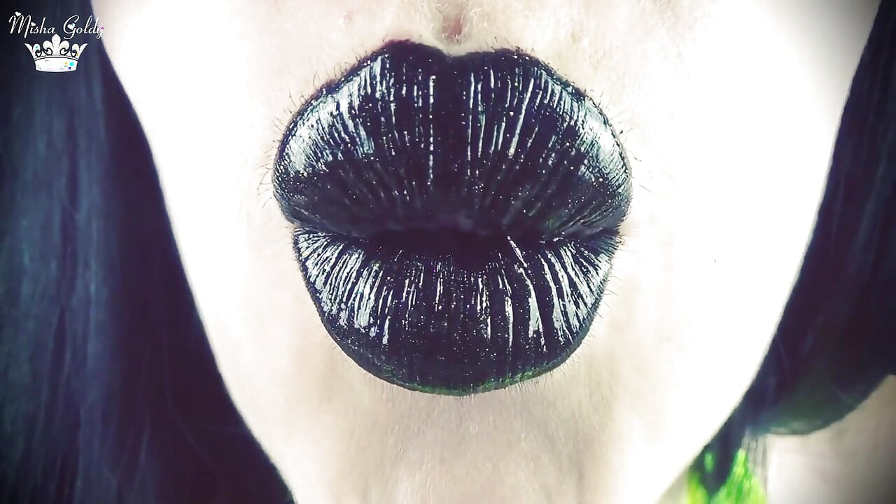 Besos de labios negros brillantes asmr instrucciones de paja