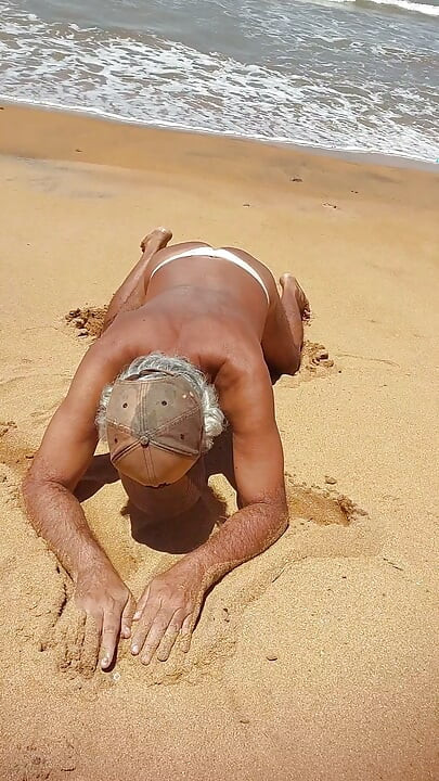 Ladysilva on the beach in sexy panties tanning her hot ass
