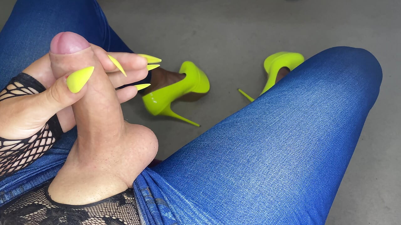 Playing with my cock in high heels