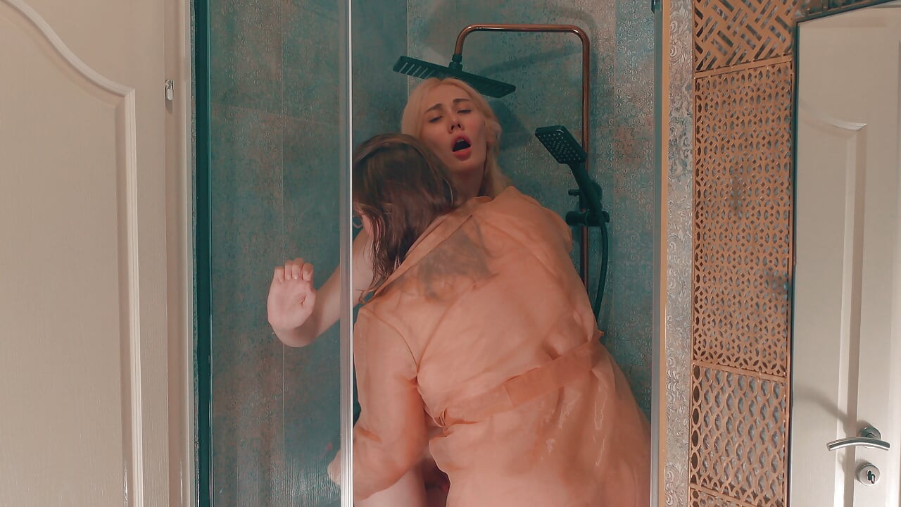 Trans Stepdoughter Caught in the Shower - No Orgasm Allowed - Hand Over Mouth Black Glove Fetish and Sissy Cunt Fucking Deep