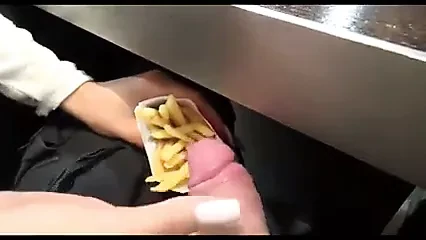 Cumslut enjoys man mayo on her french fries
