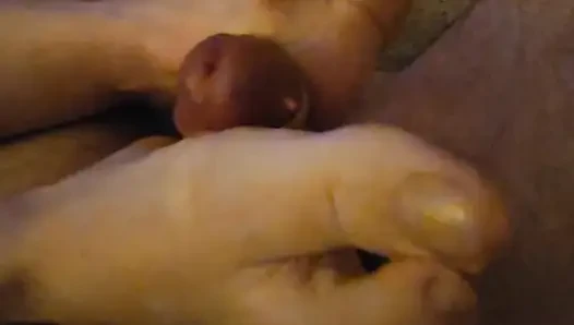 Footjob relaxation for him empties the balls