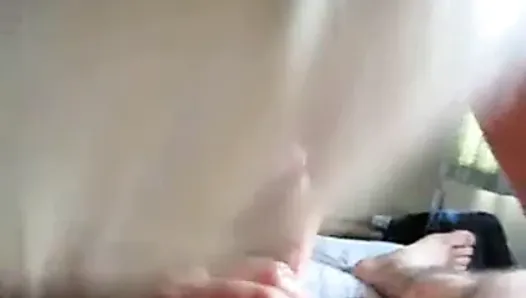 short haired wife tasting cock