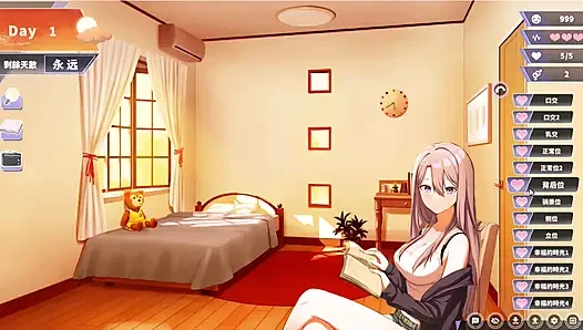 Hentai game - kurviges mädchen mit großen möpsen, intensive sexszene