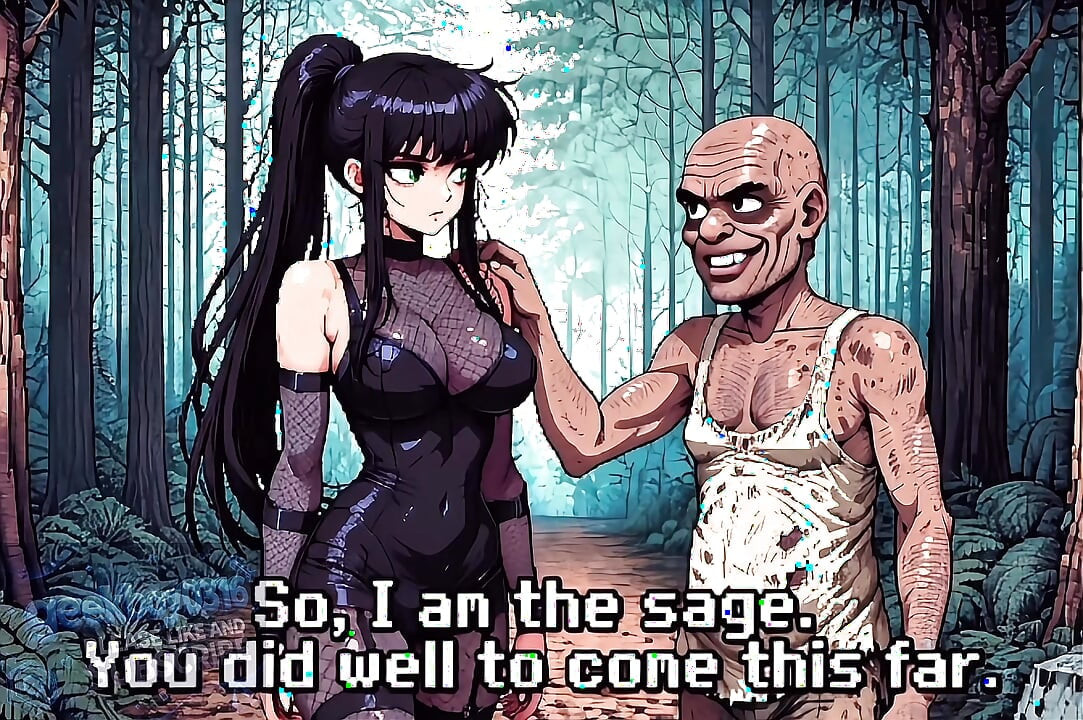 Hot ninja Girl took a final lesson with wrong old man - kiss, ejaculation, lotion play - HD - Hentai AI Generated