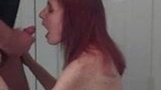 Spraying cum on her face (mature amateur)
