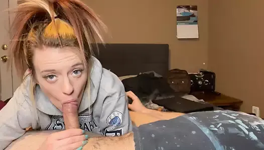 Babyybutt delivers slobbery, wet, bubbly blowjob