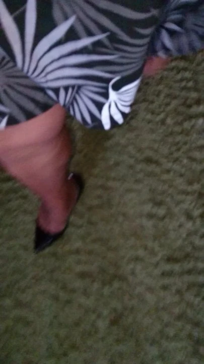 Horny crossdresser in stockings and heels