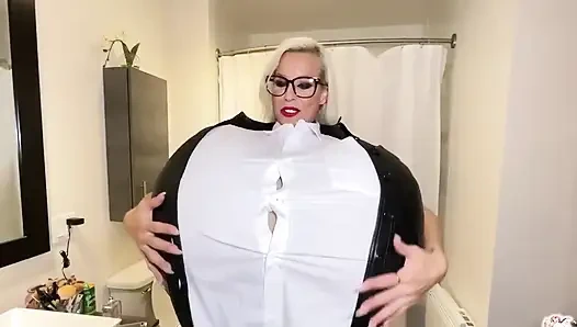 My Parfum Makes My Tits Inflate! Leather Jacket Can't Hold It!