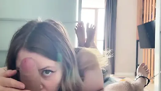 Dominatrix Makes Him Beg: Lost Bet Handjob, Blowjob & Grind