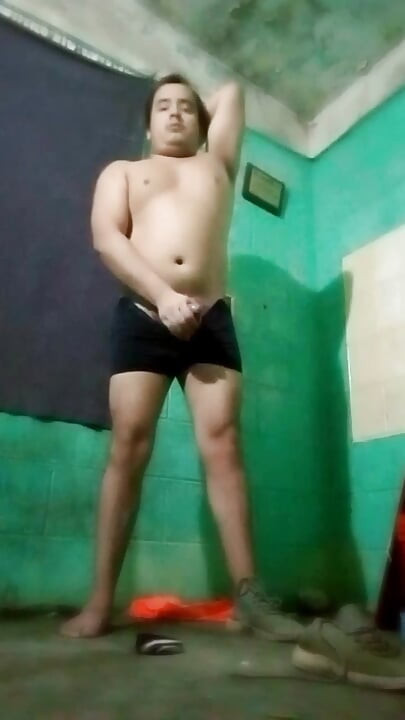 Jesus in boxer without shirt Pulling his penis