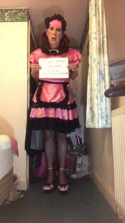 Humiliated pink sissy maid cock sucker recorded
