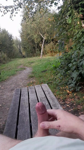 Jerking myself and cumming outside in a park