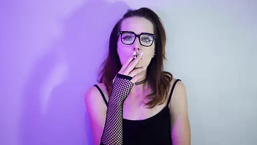 Goth Girl Smoking in Fishnets