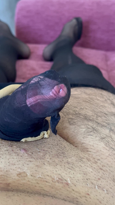 I don't want to come! Horny on with my nylon cock