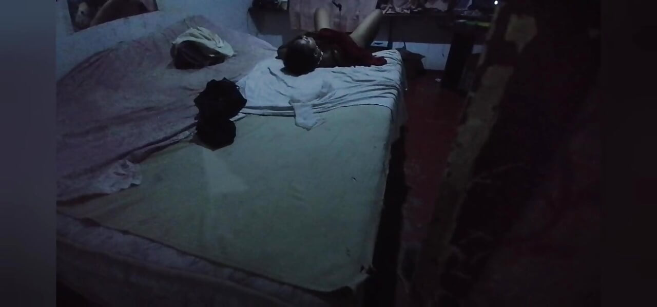 ep1 Desi stepmom found cam of stepson and she strips for him to see Pussy Show Begins Laying on the bed starts boobs job seduced