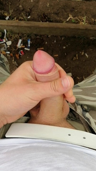 Cumshot after bike ride in the woods