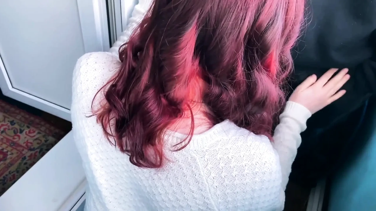 Outdoor blowjob on the balcony