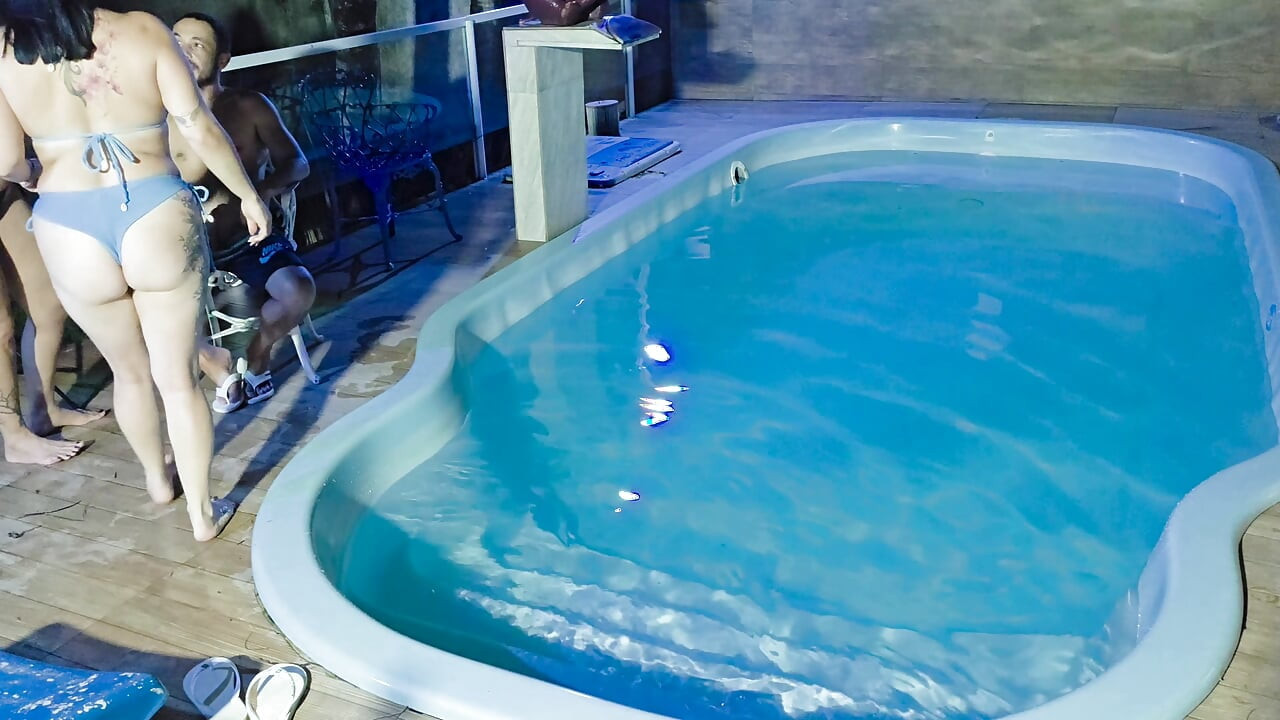 Caught in the Act! Two Brunettes Caught Masturbating in the Condo's Pool