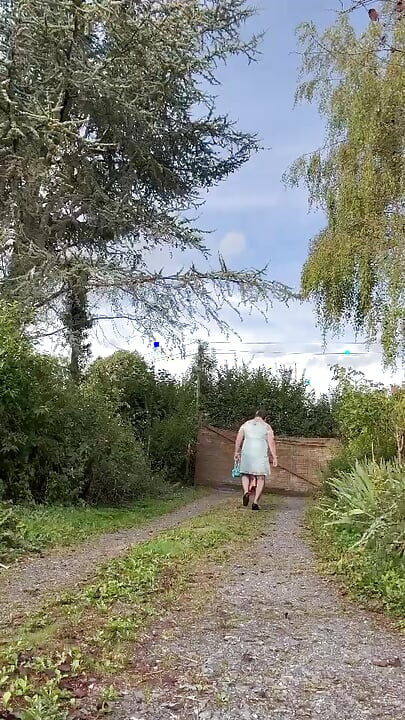 In an outfit with a new light blue dress for an evening out.