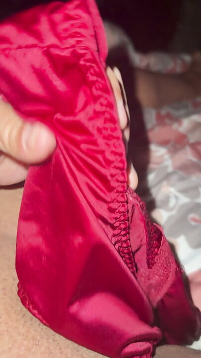 Creamy satin pantie play
