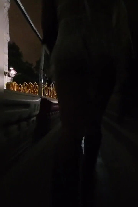 Walking in Public with Butt Plug and Cum Filed Condom, Caught by so Many on Public Roads