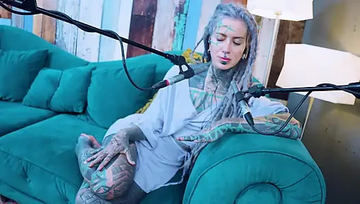 I talk about M - Music - ASMR podcast SFW talking goth skinny girl dreadlocks tattoo model inked girl