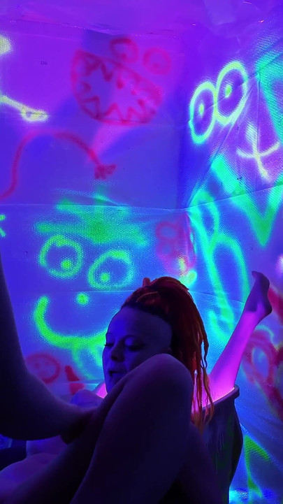 Trashy Neon Girl on Girl Strap Om Fuck