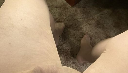 Cumming in Ripped Open Nude Pantyhose