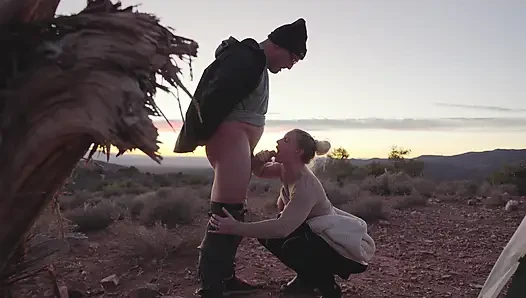 Sunset Blowjob and Huge Cumshot