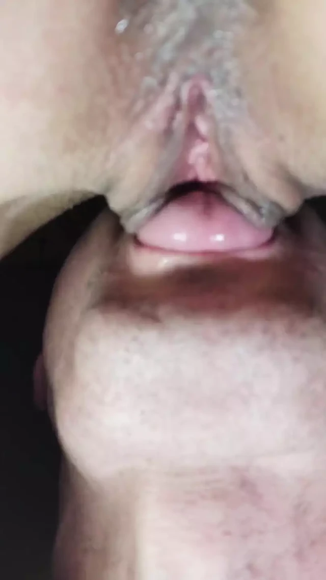 Teen's wet pussy is licked  dripping pussy close up