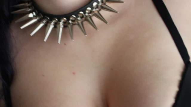 Playing with my Big Tits in My Spiked Collar