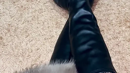 Playing with My Legs in Sexy Stocking and Boots