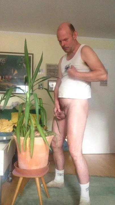 Watering the plants with my piss