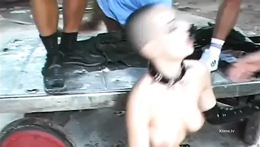 Dilating ass hole of a sexy shaved girl in fetish dress