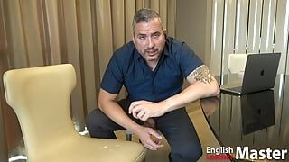 Boss in gold toes wanks uncut cock and gives you jerk off instructions in the office PREVIEW