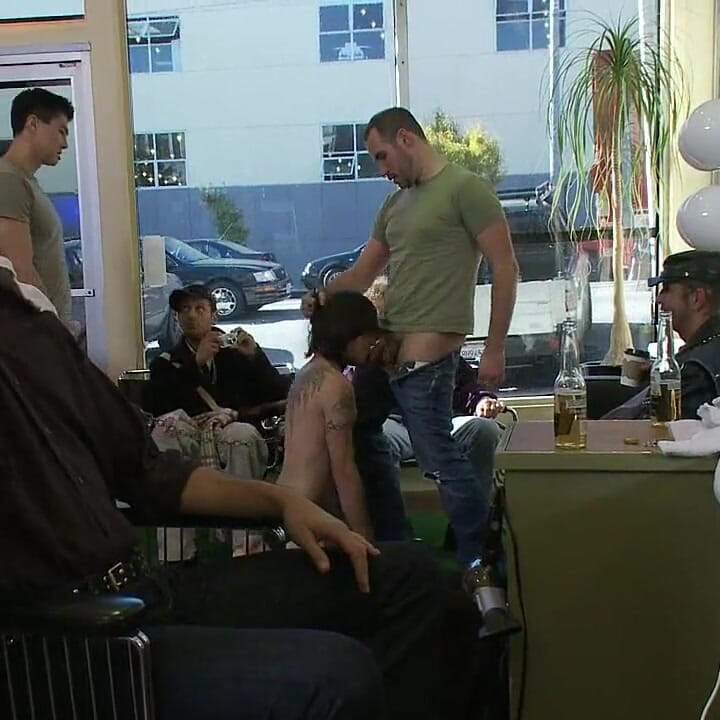 Shaved and Fucked in a Busy Barbershop