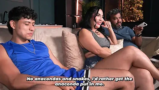 Stepmother takes advantage of her husband not noticing and ends up fucking her stepson