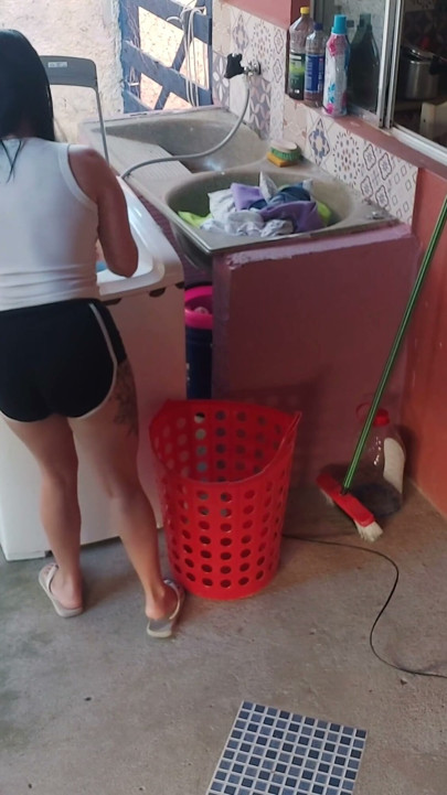 The boss left and the maid couldn't resist my erect dick | Clip 1