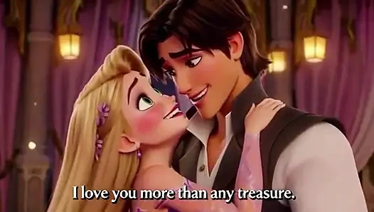 Rapunzel ve flynn binici fener kulesi tutkusu - romantik 3 boyutlu anime