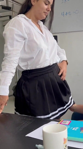 Captivating moment from "Student teaches his teacher how to fuck hard and the horny girl accepts"