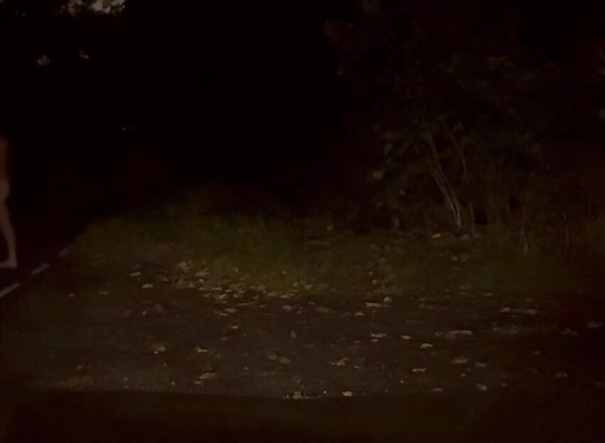 Pajeándome desnudo en la carretera, pasan algunos coches