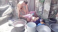 Fucked Wife While Washing Clothes