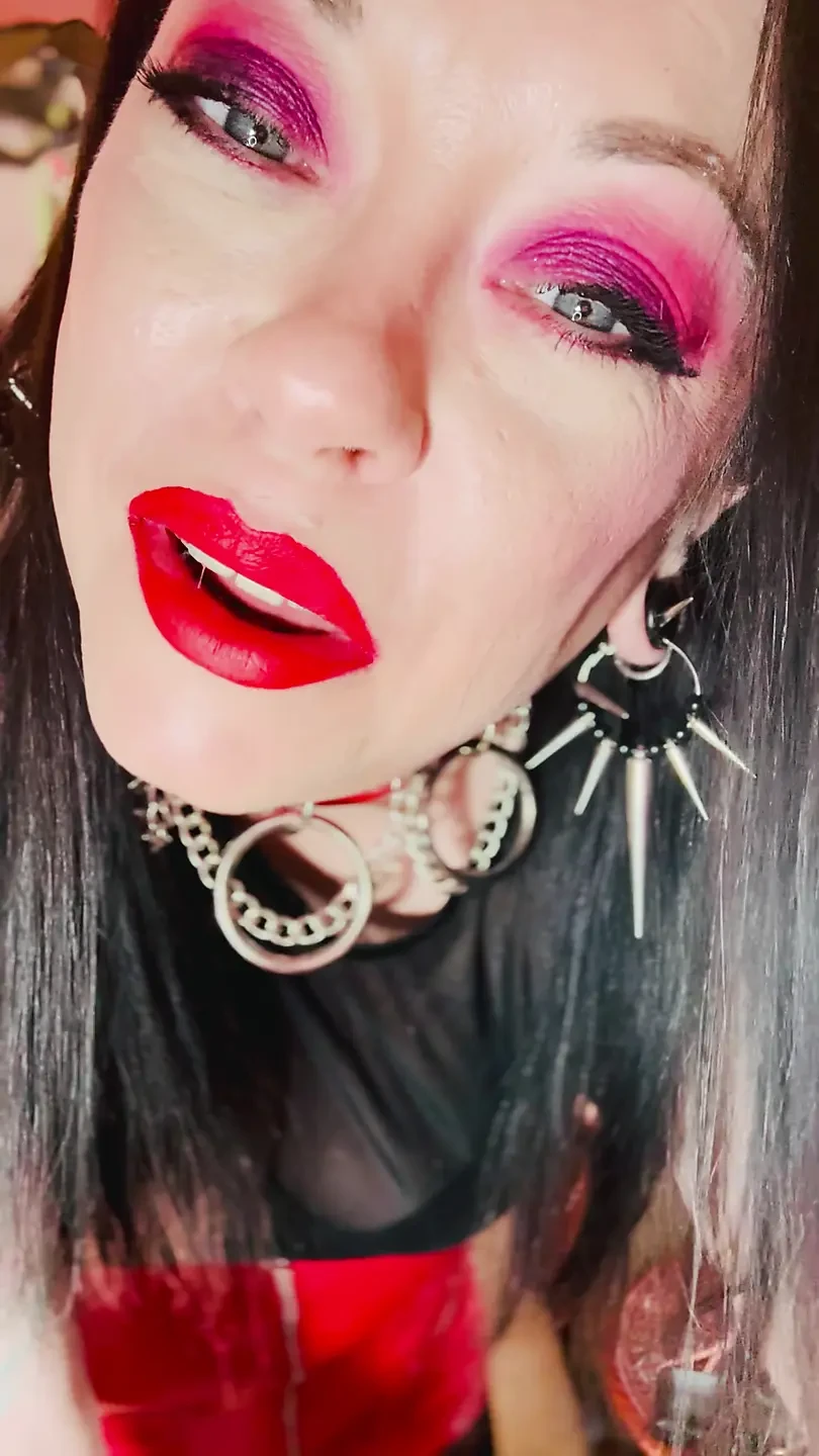 18 Rings! The Only Smoking Queen You Need Smokes A Cigarette In A Leather Skirt - OMI OME Dangles Drifts