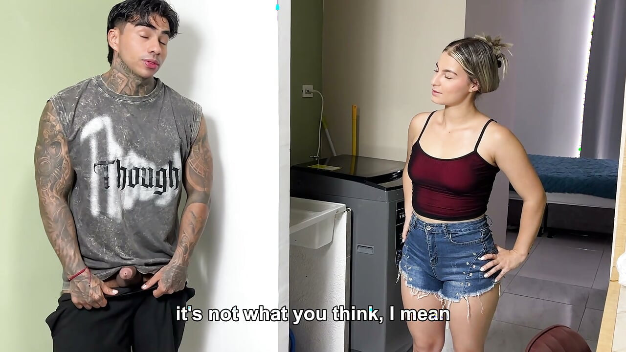 It caught me: my flatmate caught me in the washing machine and we ended up fucking