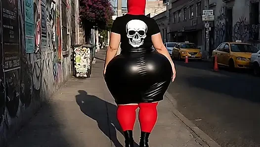 Dicker arsch, gotische latina in schwarzem gothic-outfit