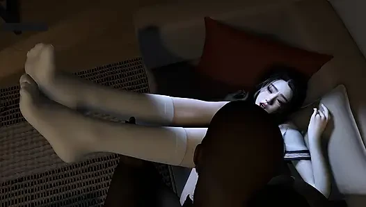Девушка с попкой, хентай - 3D анимация