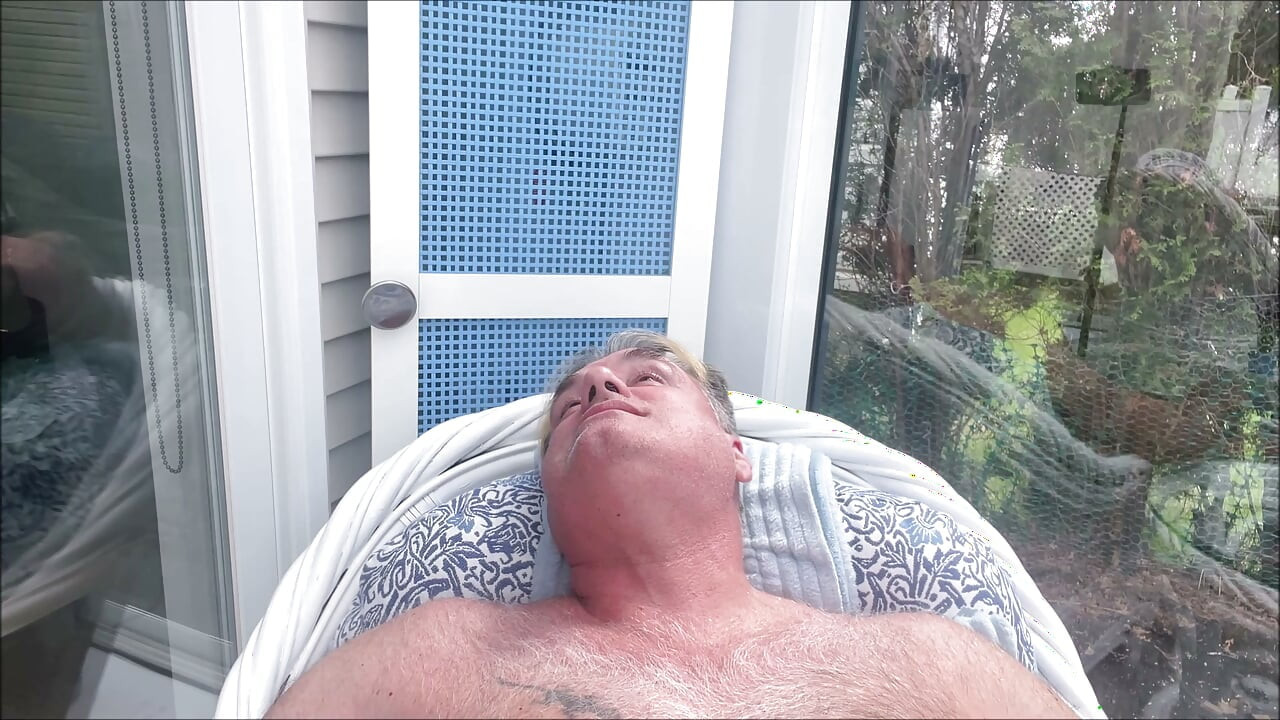 HUNK DADDY BEAR NAKED SUNBATHING IN THE VERANDA 6